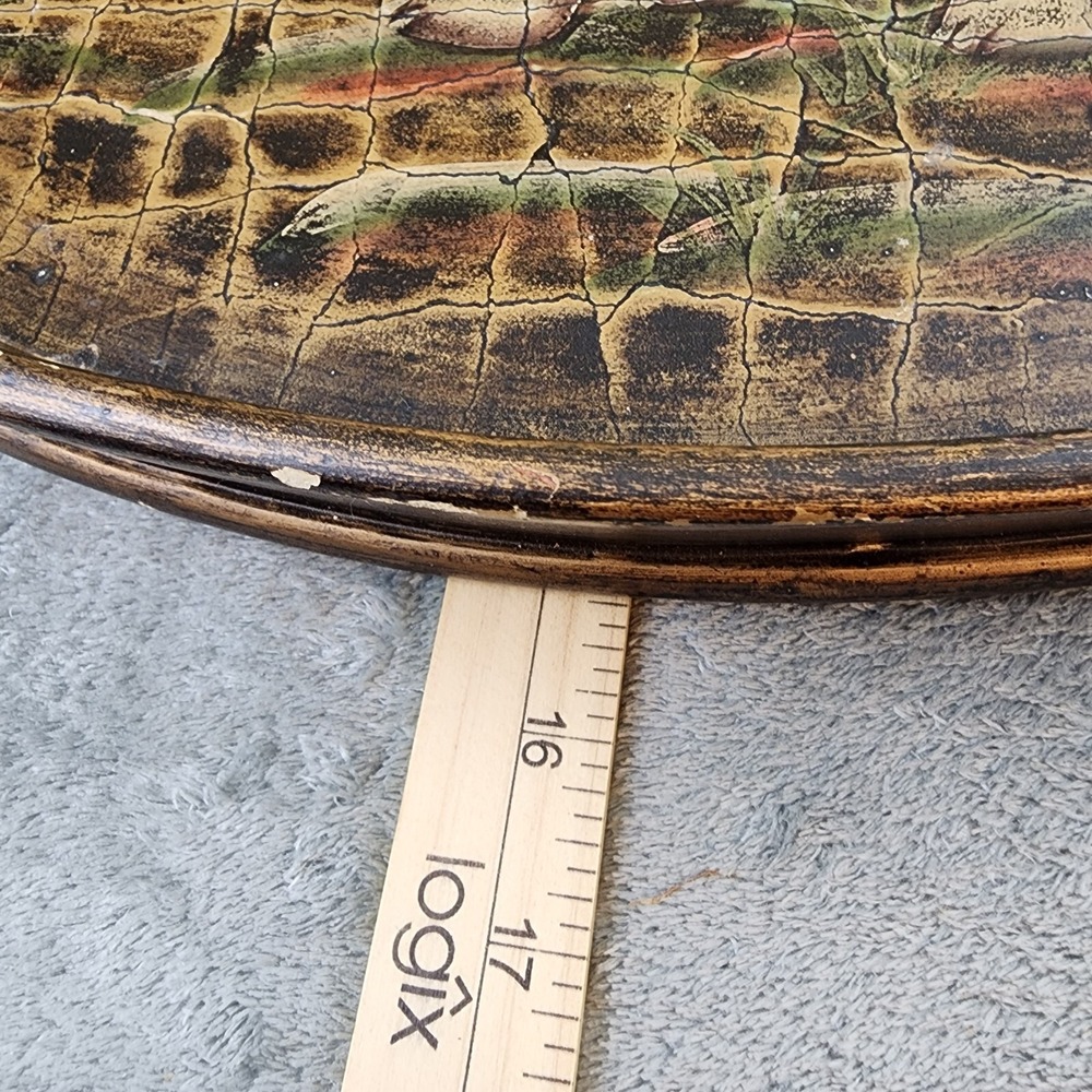 Olde World Style Brown Vintage Serving Tray Handles and Elephant Design - Picture 6 of 12